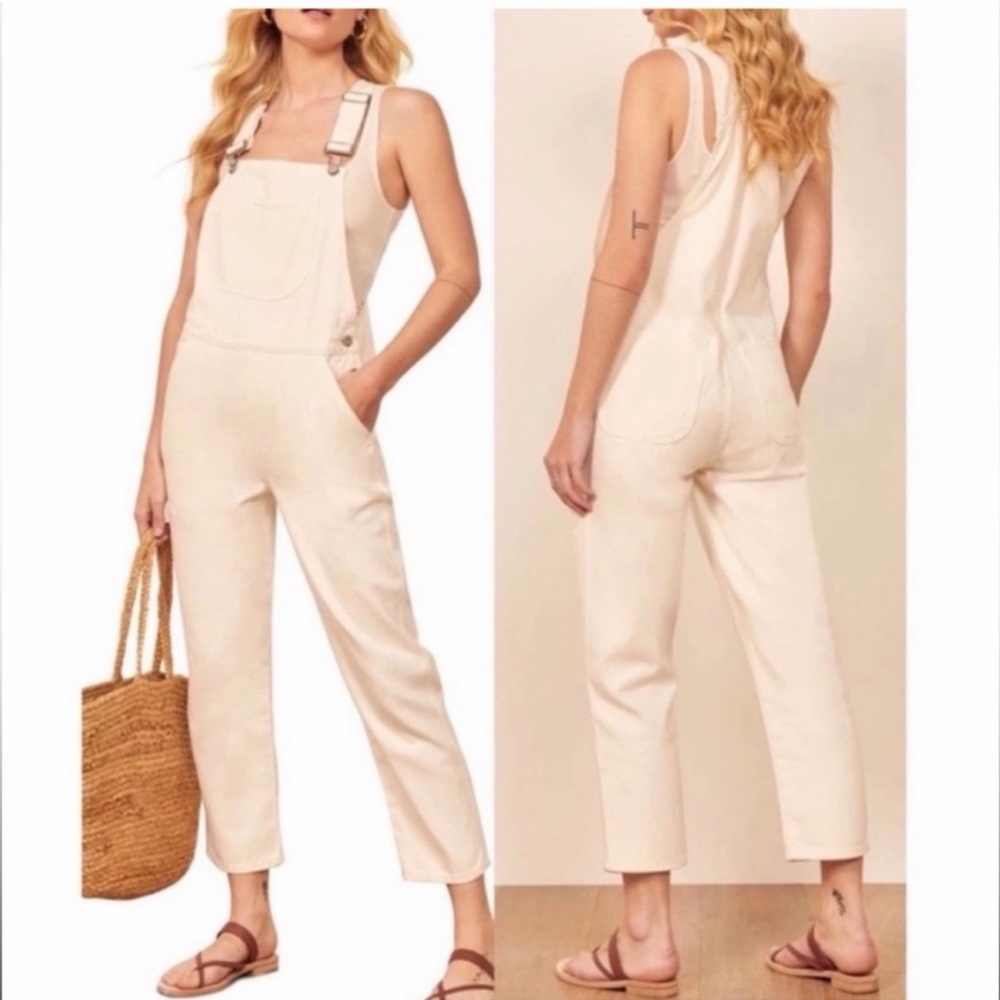 Reformation Smith Ivory Denim Overalls